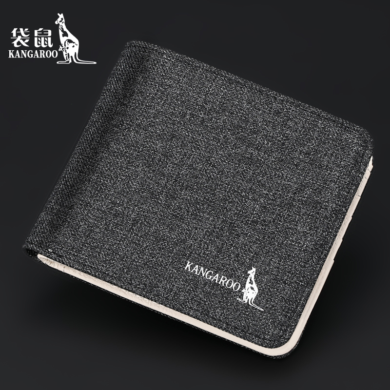 Kangaroo Men Wallet 2021 New Short CANVAS MONEY CLIP Fashion Minimalist Student Youth Leather Clip Tide Card
