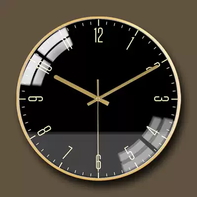 Modern minimalist watch household clock light luxury wall clock living room black creative fashion atmosphere Nordic silent wall clock