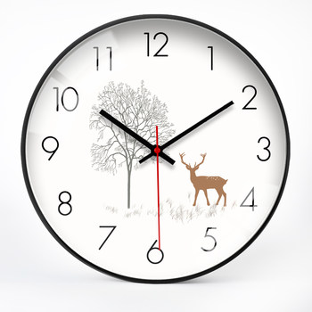 Fresh, Modern and Simple Deer Clock, Wall Clock, Living Room, Bedroom, Creative, Fashionable, Nordic Style, Personalized, Silent Wall Clock