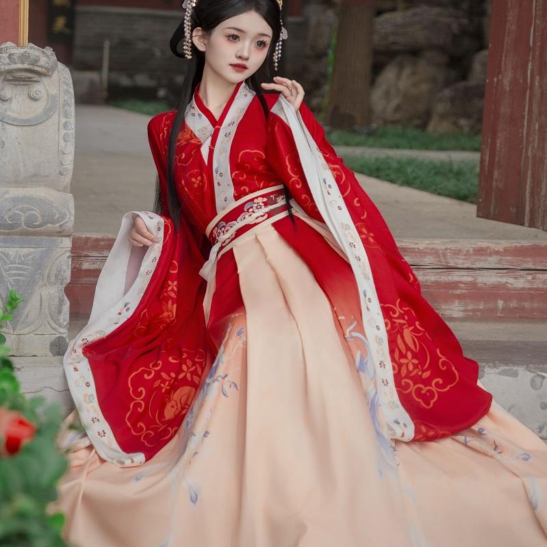 Original Hanfu for Women [Qingfeng] Wei and Jin Dynasty Ancient Costume with Large Sleeves, Ancient Style Student Hanfu 2024 New Model, Northern and Southern Dynasties, Spring and Autumn