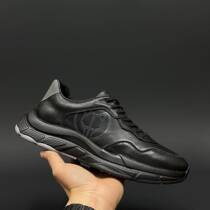 Popular little black shoes versatile genuine leather sneakers for men European mens shoes 2024 spring and autumn thick-soled leather shoes for men