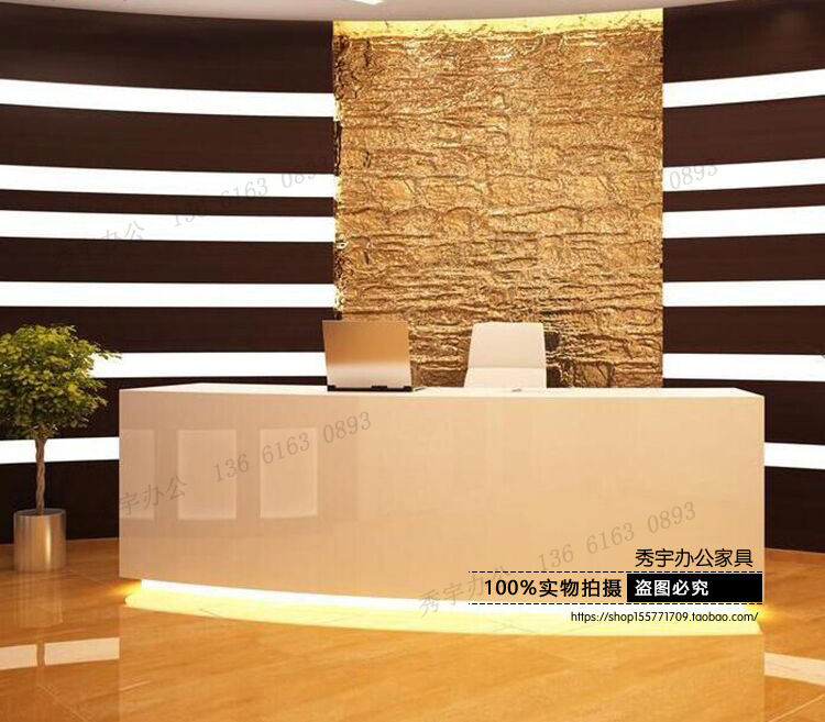 Baking Varnish Front Desk Reception Desk Front Desk Collection Silver Desk Brief Modern Atmospheric Creative New Consulting Desk Company Bar-Taobao