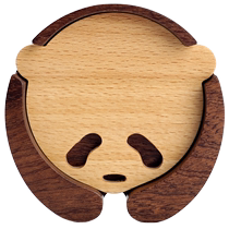 Several original design panda solid wood round insulation coaster Nordic Japanese restaurant Home souvenir gift set