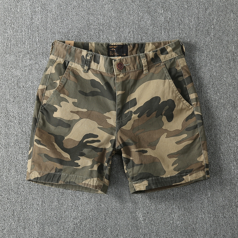 Camouflage Shorts for Men, Trendy Casual Pure Cotton Stretch Men's Three-Quarter Shorts, Summer Ultra-Short Shorts, Trendy Brand 3/4 Pants