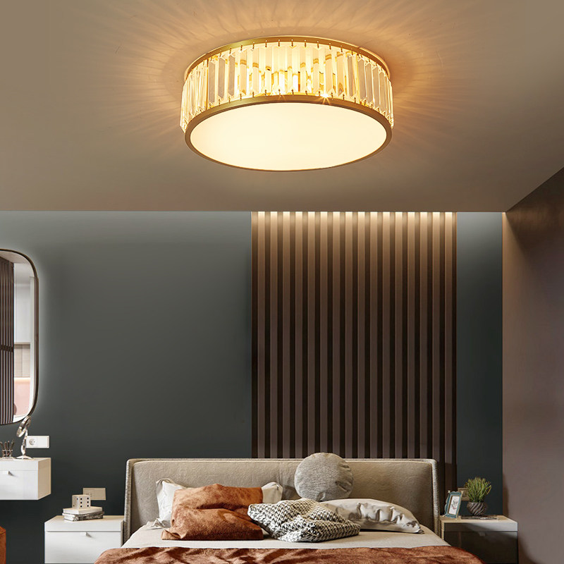 Full copper rear modern crystal suction dome light minimalist atmosphere light and cozy romantic room Book room Bedroom ceiling lamp