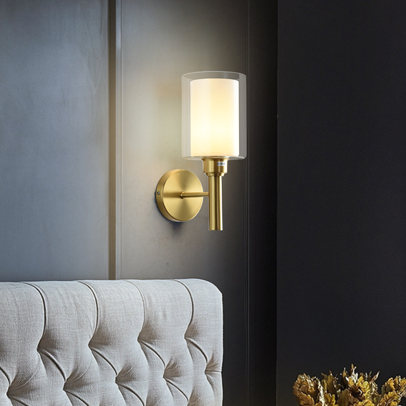 Nordic Full Copper Bedroom Bed Headlights Wall Lamp Hotel Light Lavish Creative Minima Modern Living-room Stairs Hallway Walk Light