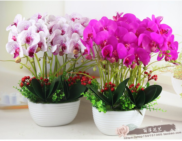 Trang trí trang trí mô phỏng PU Phalaenopsis chậu phụ kiện nhà phòng khách TV tủ hoa giả cây xanh trang trí hoa - Trang trí nội thất trang trí nội thất