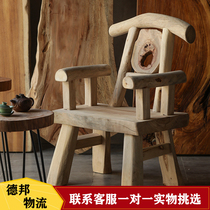 Tea room owner chair log chair full solid wood backrest armchair original eco-etrist chair personality Home chair Sub-chair
