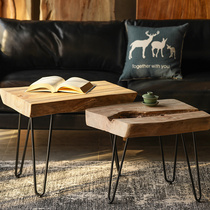 Silence Wind Log Rectangular Tea Table Tea Table Original Eco Solid Wood Iron Art Corner A Few Small Tables Brief Assembly Edge A Few