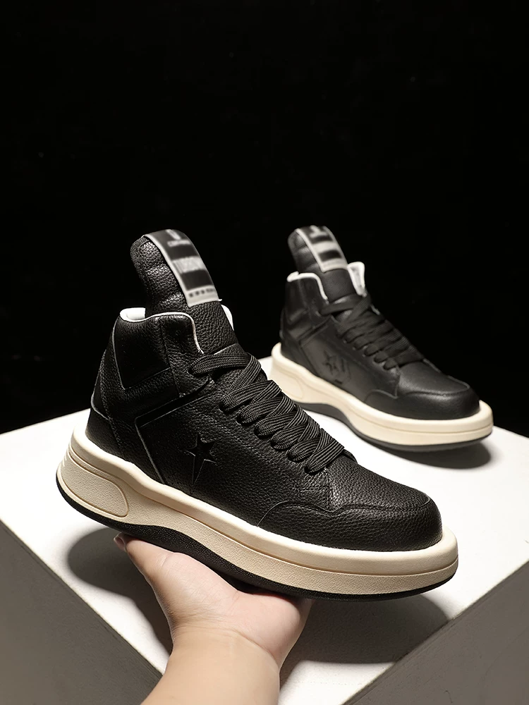 Высокие кроссовки Rick Owens Converse на кожаной основе с толстой подошвой