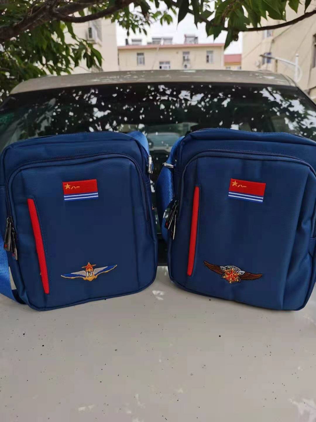 Liaoning ship Shandong ship blue shoulder bag Military memorial tourist shoulder bag Men's and women's satchel