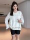 Plus-Size Patchwork Chiffon Knit Shirt for Women, Spring Season, Slimming for Chubby Girls, Unique and Chic, Loose-Fitting Top