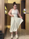 Large size high-waist slit skirt for women in summer, fat mm, slimming, belly-covering, versatile, lazy style, A-line mid-length skirt