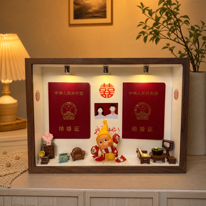 Star People's Heartbeat Collection Wedding Certificate Registration Photo Display Box Scenery Decoration Figurine Storage Photo Frame DIY New Marriage Star People's Heartbeat Collection Wedding Certificate Registration Photo Display Box Scenery Decoration Figurine Storage Photo Frame DIY New Marriage