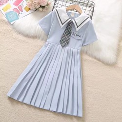 Girl Dress Summer 2024 New arrival Children's Preppy style Princess Dress Summer Dress Pleated Skirt Little Girl Dress