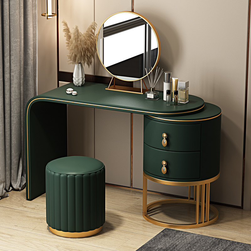 Simple modern dresser storage cabinet integrated Nordic small apartment type net red ins makeup table with lamp custom leather