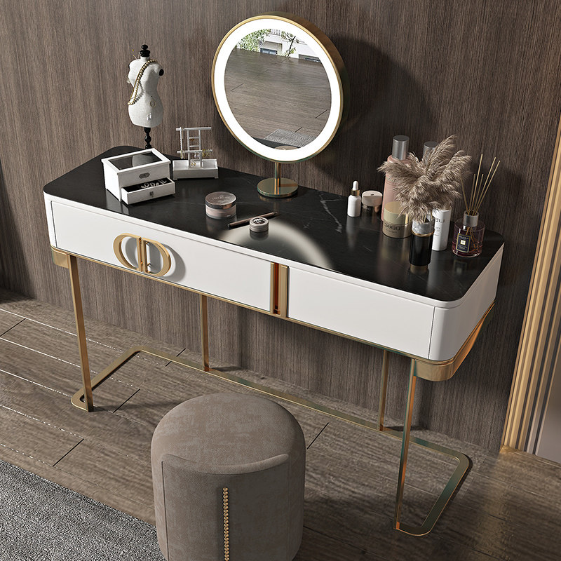 2022 new light and luxurious slab make-up bench modern minimalist bedroom small family type tennis red inn wind make-up table LED light