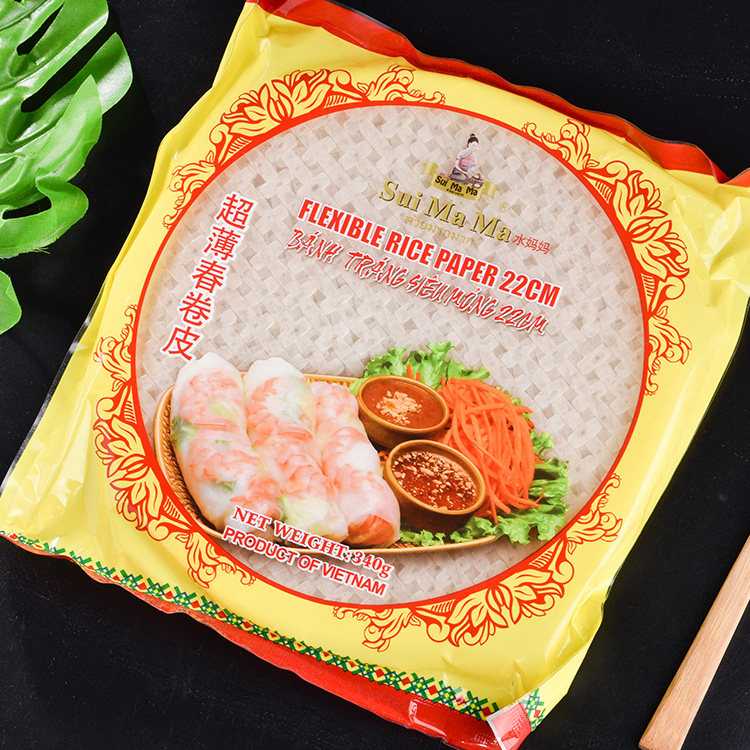 * Vietnam imported water moms ultra thin spring rolls leather 340g * 3 bags of vegetable rolls transparent rice paper fracking spring rolls