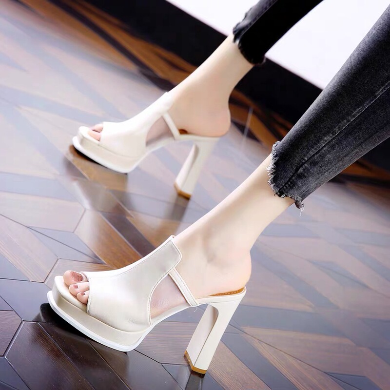 Fish-Mouth Chunky Heel Half-Slippers for Women, Suitable for Outdoor Wear, 2026 Summer New Design, Mesh Waterproof Platform, Comfortable High-Heeled Sandals Fish-Mouth Chunky Heel Half-Slippers for Women, Suitable for Outdoor Wear, 2026 Summer New Design, Mesh Waterproof Platform, Comfortable High-Heeled Sandals