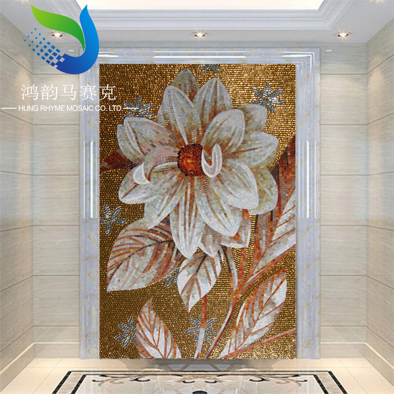 Glass mosaic background wall puzzle modern Chinese porch dressing room crystal mosaic tile wall sticker decorative painting