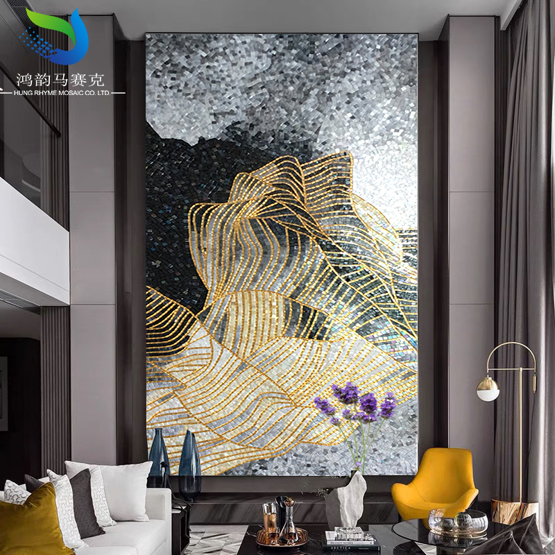 Glass mosaic tile wall sticker background wall puzzle custom gray modern living room corridor crystal porch mural