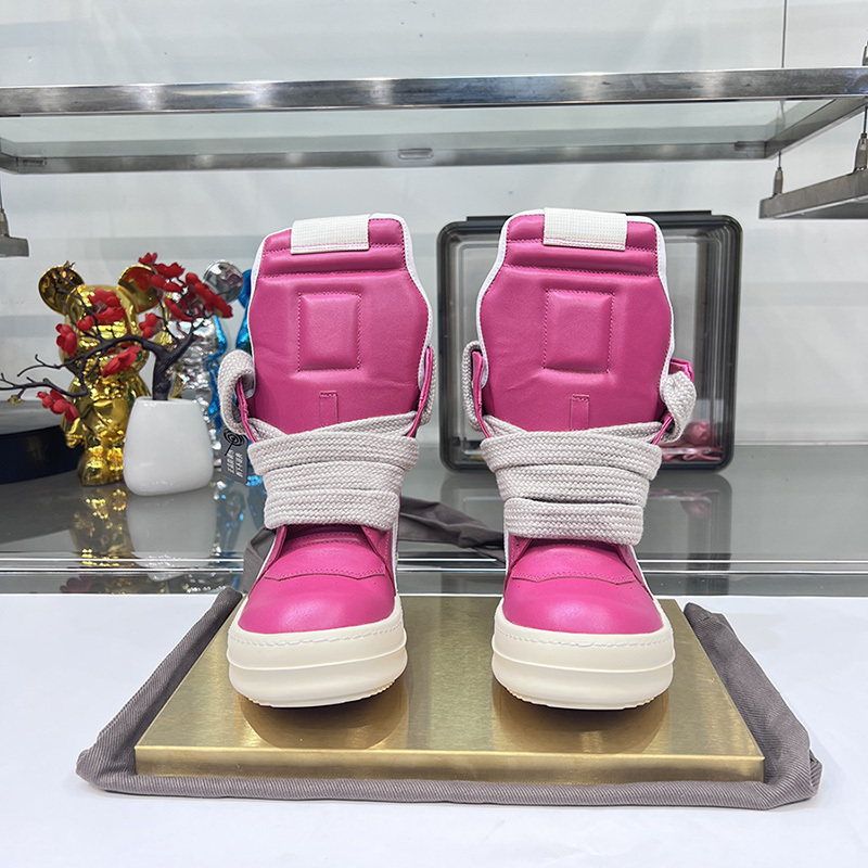 High-End Version Thick Shoelaces Ro Inverted Triangle High-Top Shoes for Men, Pink Genuine Leather Thick-Soled Height-Increasing Niche Couple Sneakers Trendy High-End Version Thick Shoelaces Ro Inverted Triangle High-Top Shoes for Men, Pink Genuine Leather Thick-Soled Height-Increasing Niche Couple Sneakers Trendy