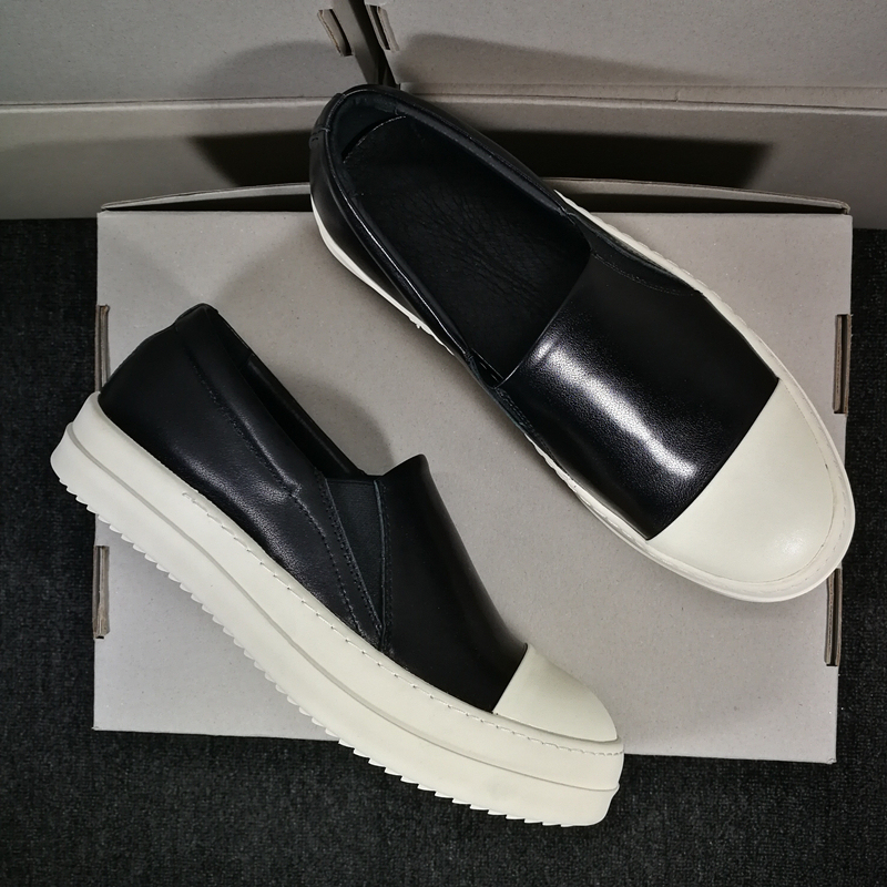 ro slip on men's leather low top women's shoes satin platform casual slip on loafers lovers large size loafers