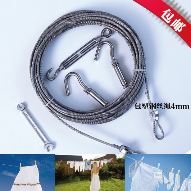 Clothesline Plastic coated steel wire rope 4mm 304 stainless steel wire rope Rubber coated steel wire rope