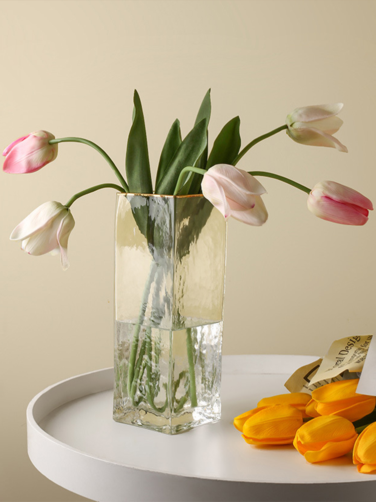 Nordic Glass Vase Home Living Room Soft Decoration Model Room Light Luxury Creative Decoration Flower P8