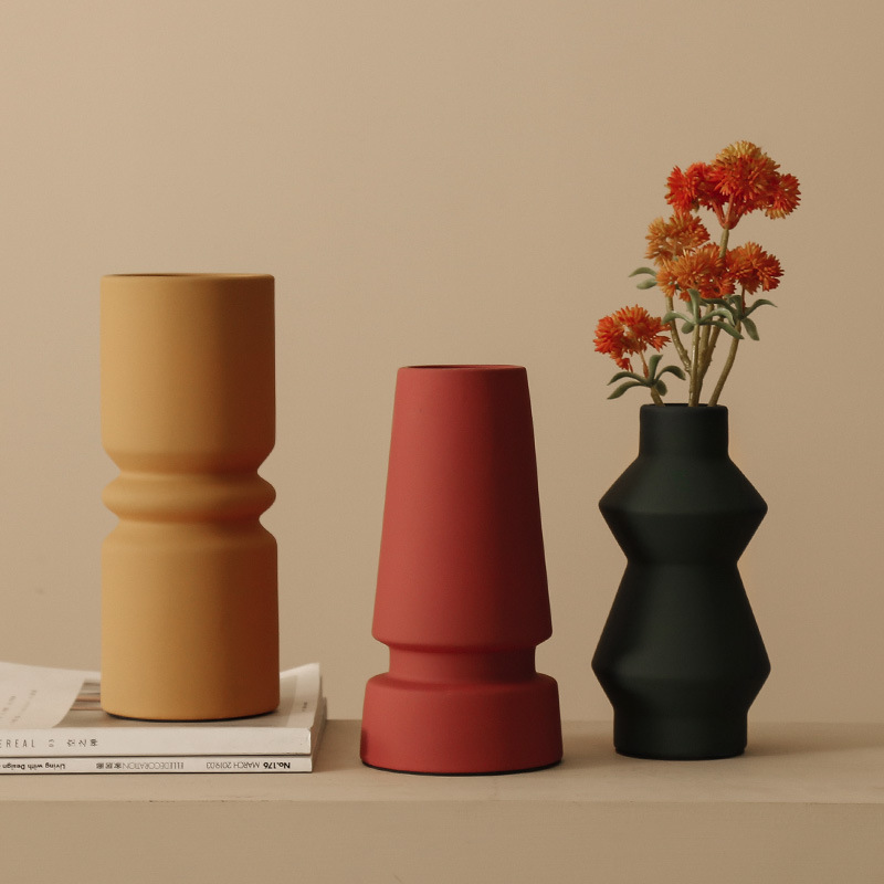 Nordic minimalist creative ins style Morandi art vase home living room wine cabinet decoration flower arrangement ceramic flower pot