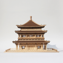 New Chinese Zen wooden ancient building model ornaments handicraft assembly soft hanging accessories