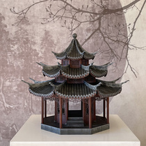 New Chinese Zen Hotel Ballroom Restaurant Chinese style ancient architectural model wooden finished soft decorations ornaments