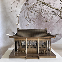 Bronze Chinese style ancient building assembly model Chinese small house decoration ornaments handmade wooden materials