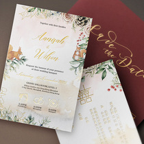 Hong Kong version creative invitation 2023 customized simple forest wedding bronzing invitation wedding invitation ins style