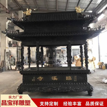 Factory direct supply to temple cast copper incense burner sculpture outdoor pure copper with cover windproof and rainproof incense burner sculpture painted ornaments