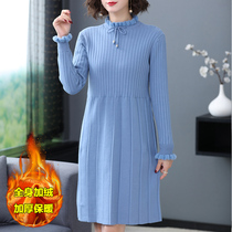 Plus velvet knit dress womens autumn and winter 2019 New loose sweater skirt long sleeve thickened outer wear tide