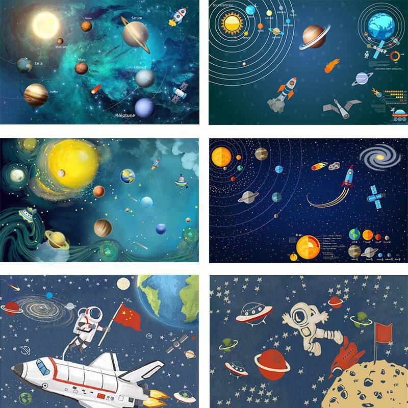 Cosmic Star Children's Room Suspended Ceiling Ring Protection Wall Panel 8d Boy's Bedroom Playground Bamboo Wood Fiber Integrated Wall Panel