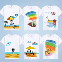 Summer children beach clothes men and women childrens pure cotton short sleeve T-shirt suit brother-in-law brother-in-laws seaside holiday pro-child clothing 6
