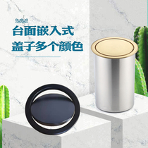 Stainless steel into the wall trash can bathroom countertop hidden flip home kitchen large cleaning bucket golden one