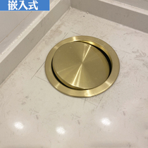 Embedded integrated trash can shopping mall sink stainless steel round golden shake cover table with inlaid cleaning bucket