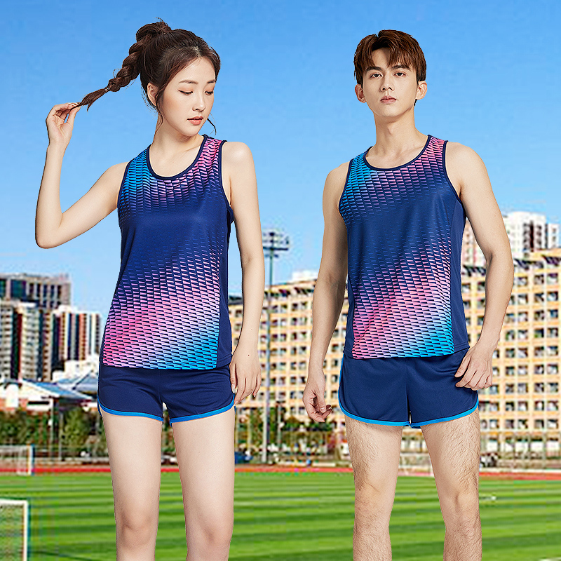 Track and field training suit suit men and women running sports vest shorts student printing team uniform physical examination custom competition suit