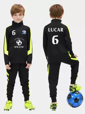 Children's football suit men's autumn and winter plus velvet long sleeve jersey team uniform custom boys and girls training suit