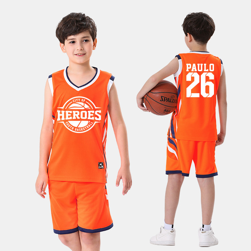 Bodybuilding Children's basketball clothes suit sports boys'girls' young children's young children's training uniforms to wear the printed word jersey boy