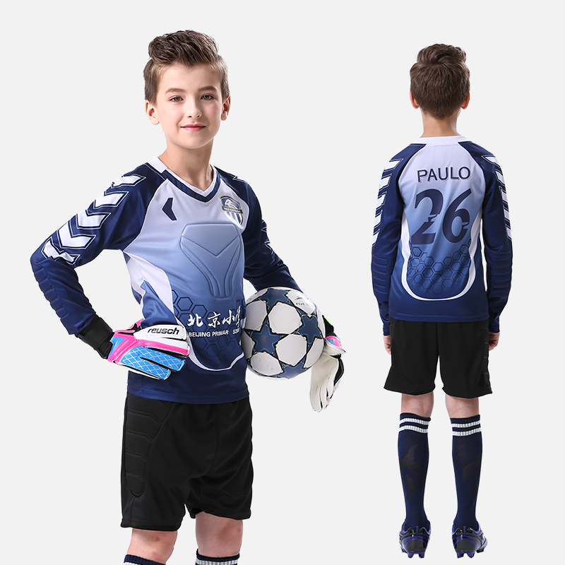 Bodybuilding football goalkeeper clothes suit children primary school children goalkeeper to wear anti-crash and anti-fall sports boy training suit