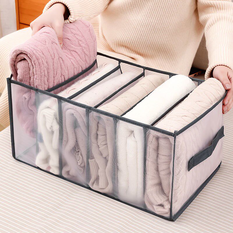 Jeans new Mo Xue pants clip box storage artifact sweater partition box layered household multi-function wardrobe partition