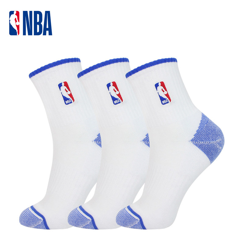 NBA socks men sports towel bottom thickening cotton sweat net breathable running in middle - tube basketball socks 3 pairs