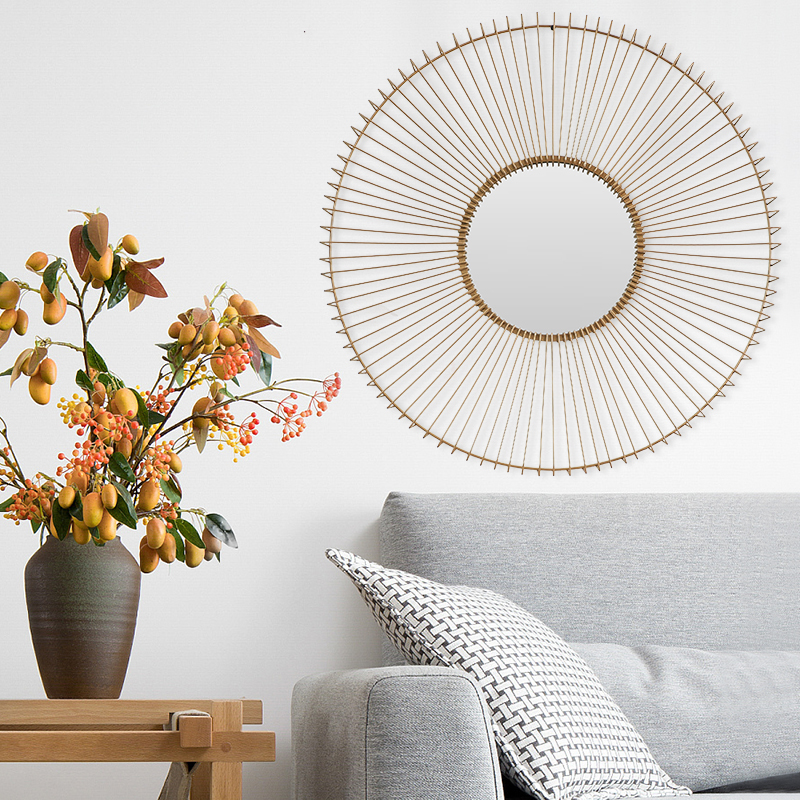 Nordic living room room wrought iron wall hanging modern minimalist net red home wall pendant creative wall decoration decorative mirror