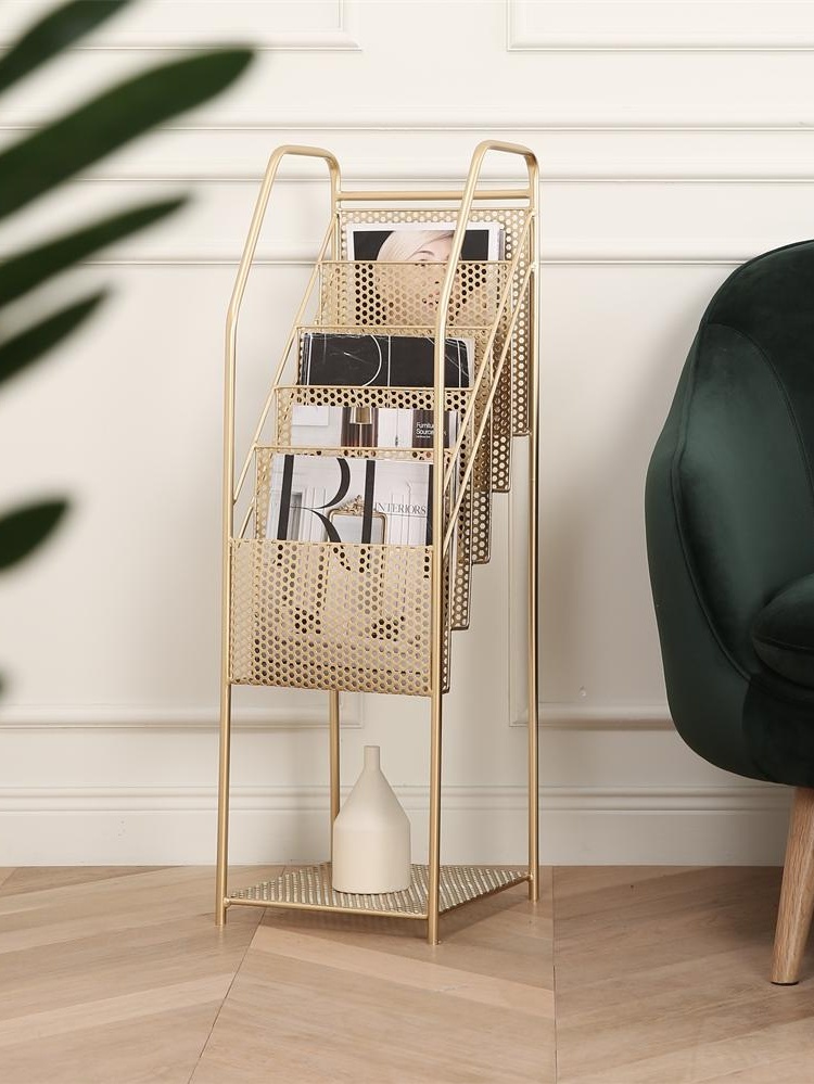 Nordic wrought iron living room simple rack storage rack floor magazine rack multi-layer newspaper information rack children's bookshelf