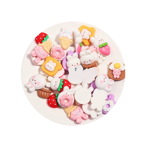 Мультяшный кролик, пончик, кремовый чехол для телефона, заколка для волос ручной работы, «сделай сам»