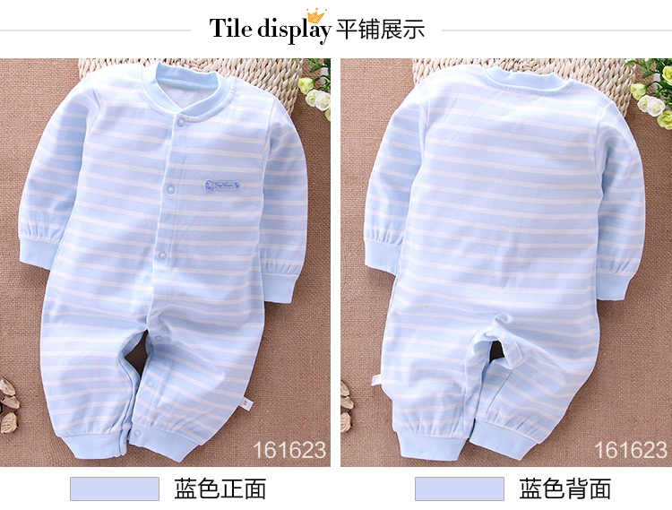 Bé onesies mùa xuân và mùa thu cotton mở sáu sơ sinh quần áo nam năm trăng tròn bé nữ quần áo 0-3 tháng